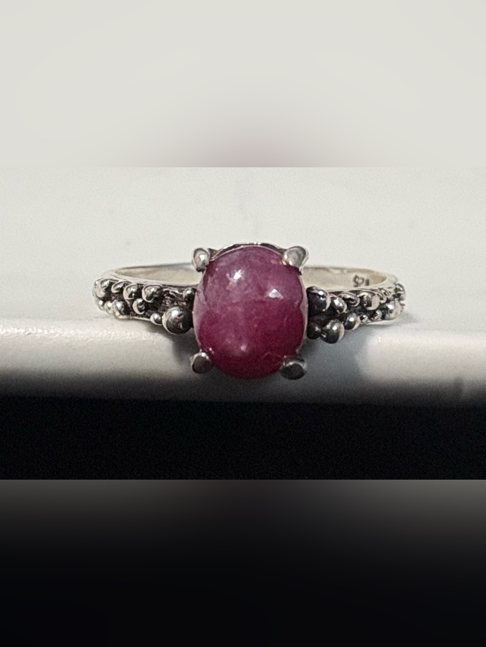 Sale‼️ Sterling Silver Pink Cabochon Ring - Elegant Women’s Jewelry - Picture 3 of 4